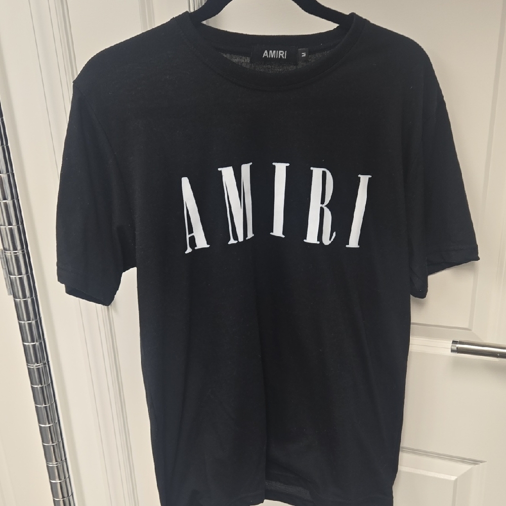 AMIRI Black Tee with White Logo